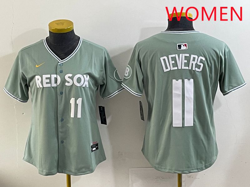 Women 2025 Boston Red Sox 11 Devers Light Green Joint Name Nike MLB Jersey style 18